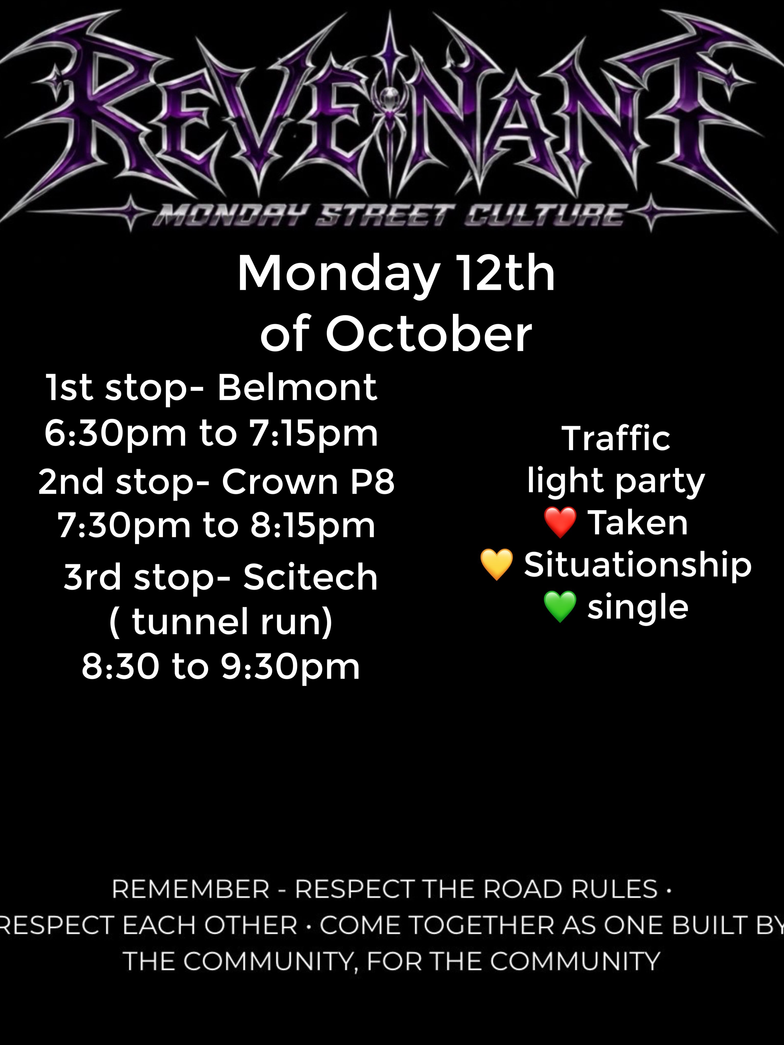 Revenant Monday Street Culture — Stance car meet in Perth, WA on Monday 12 October 2026
