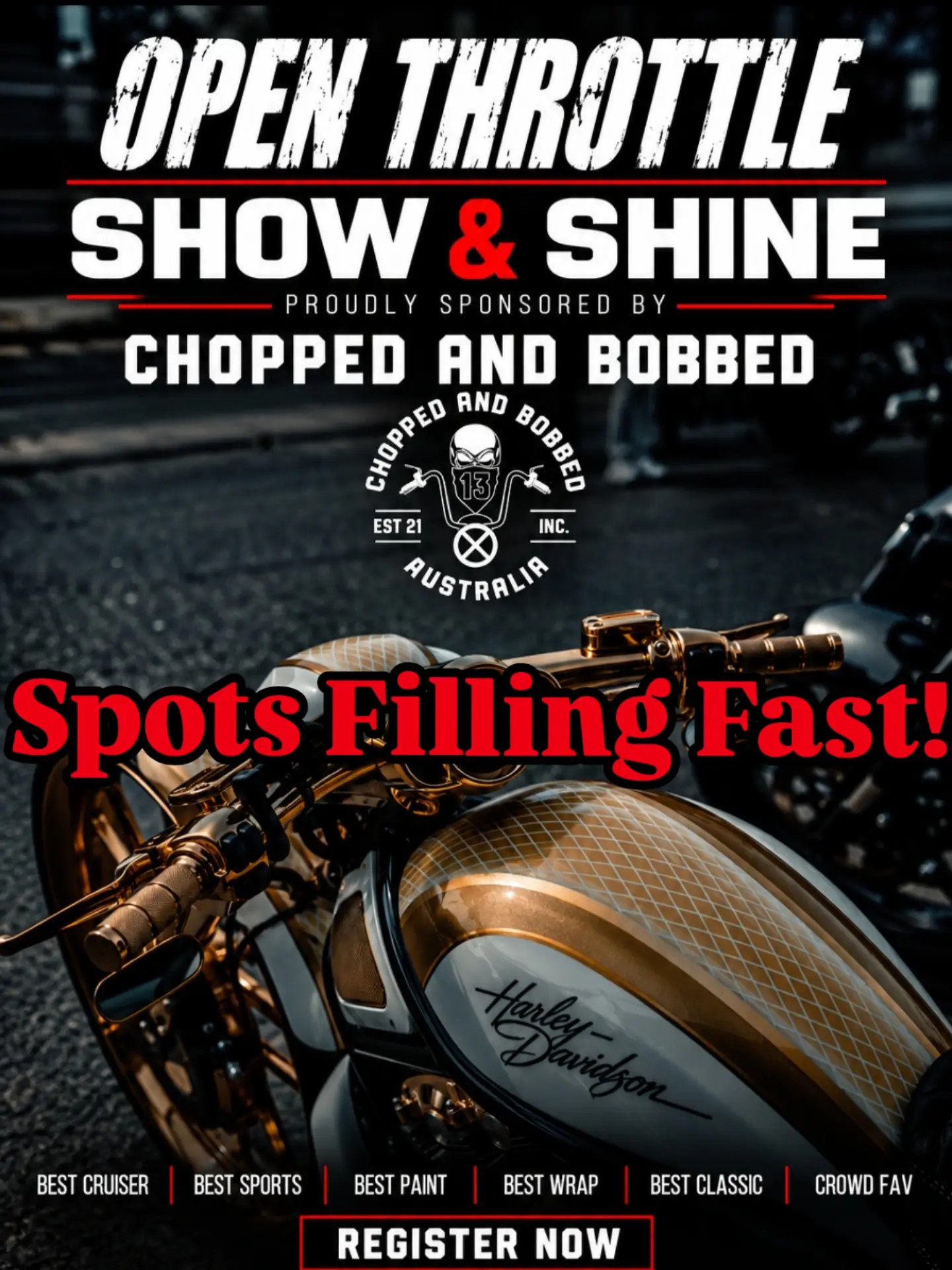 Open Throttle Show & Shine — Classic car meet in Melbourne, VIC on Sunday 18 October 2026