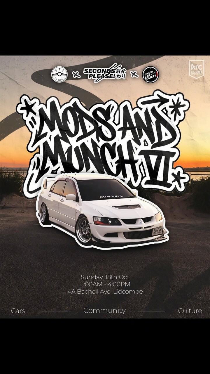 Mods and Munch VI — JDM car meet in Sydney, NSW on Sunday 18 October 2026