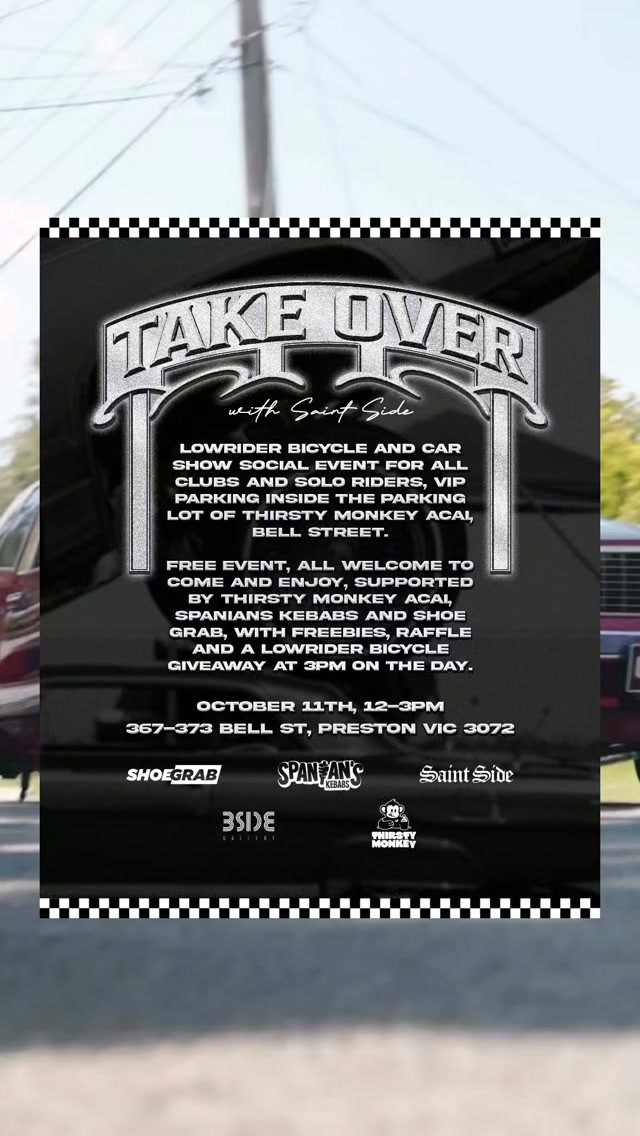 Take Over with Saint Side — Classic car meet in Melbourne, VIC on Sunday 11 October 2026