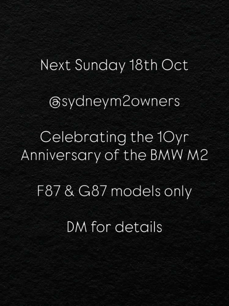 BMW M2 10yr Anniversary — Euro car meet in Sydney, NSW on Sunday 18 October 2026
