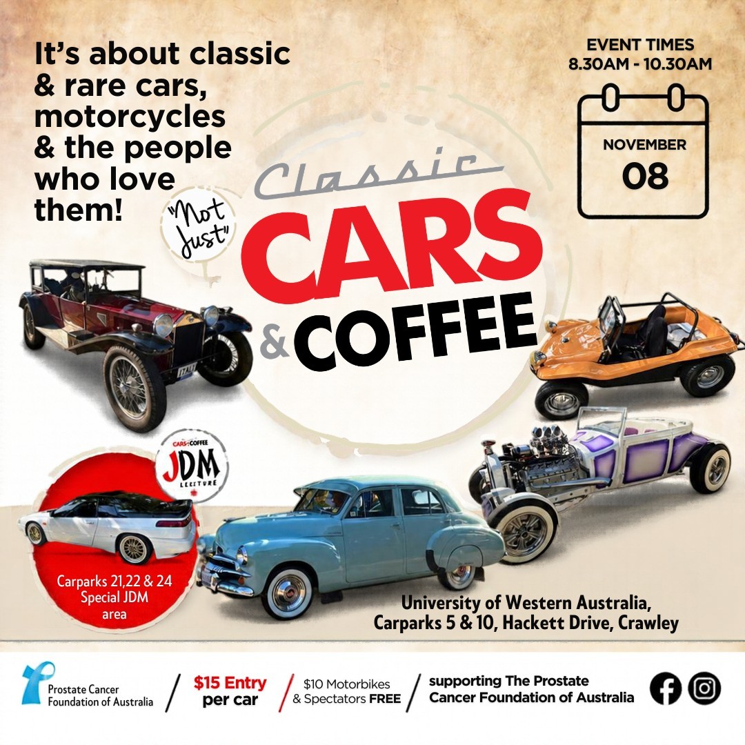 Classic Cars & Coffee — Classic/Euro car meet in Perth, WA on Sunday 8 November 2026