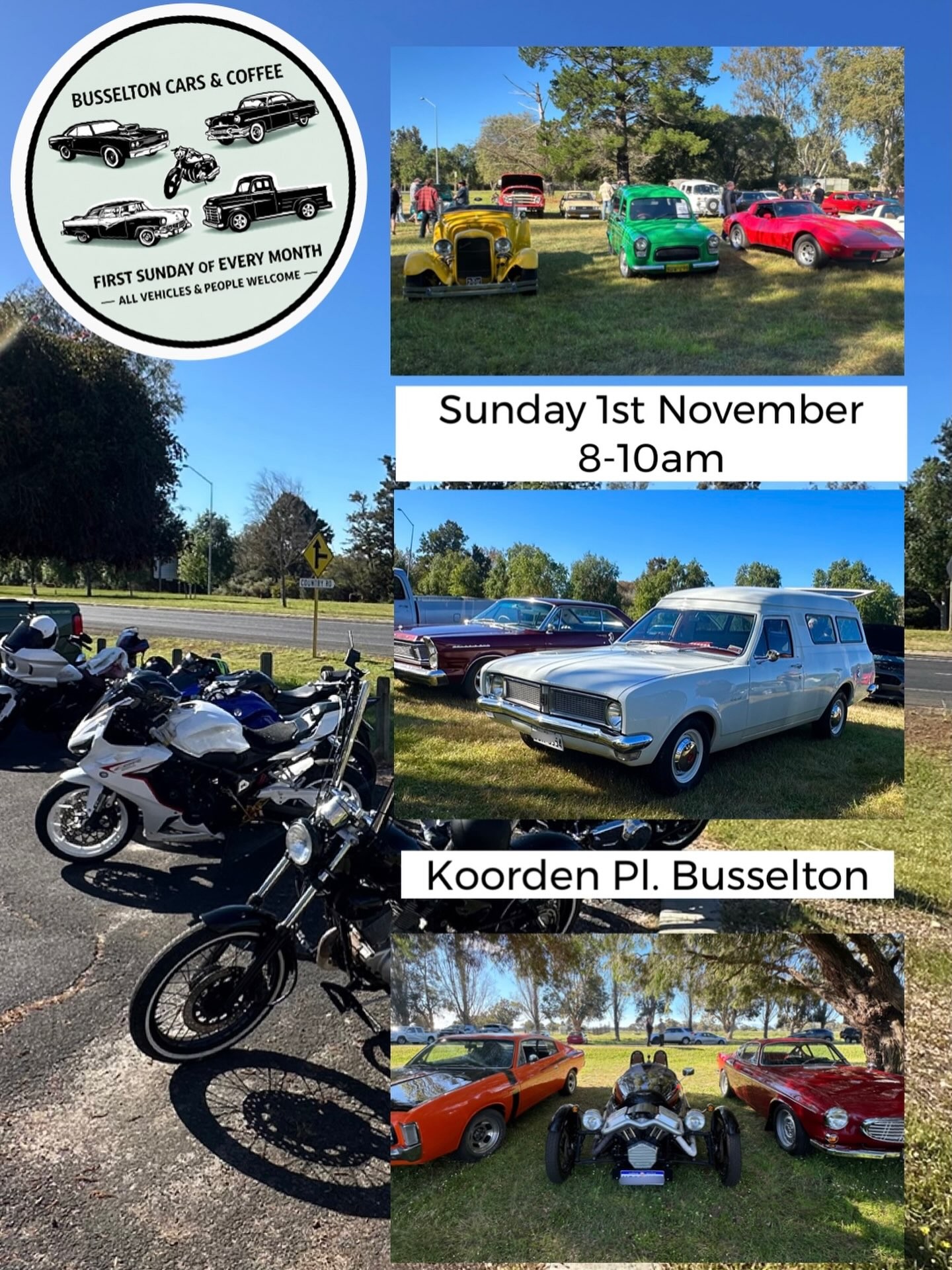 Busselton Cars & Coffee — Classic car meet in Bunbury, WA on Sunday 1 November 2026