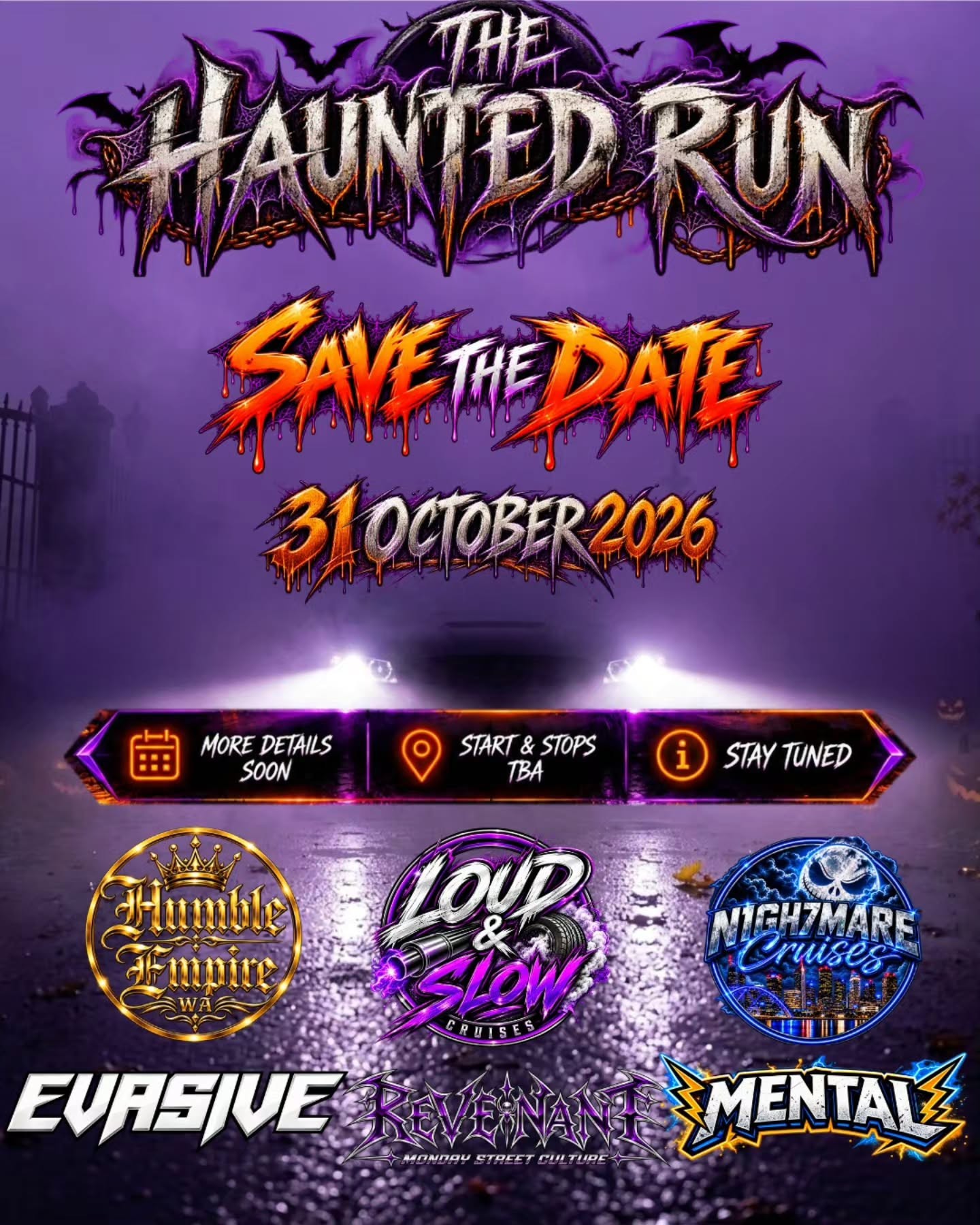 The Haunted Run — JDM/Stance car meet in Perth, WA on Saturday 31 October 2026