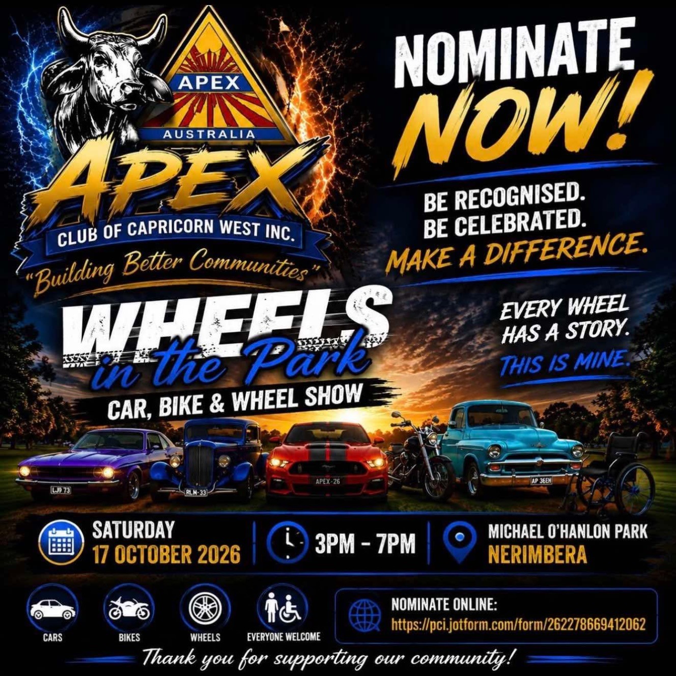 Wheels in the Park — car meet in Brisbane, QLD on Saturday 17 October 2026