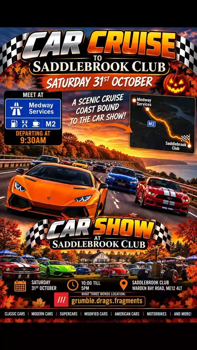 Car Cruise & Show to Saddlebrook Club — Classic/Exotic car meet in International on Saturday 31 October 2026