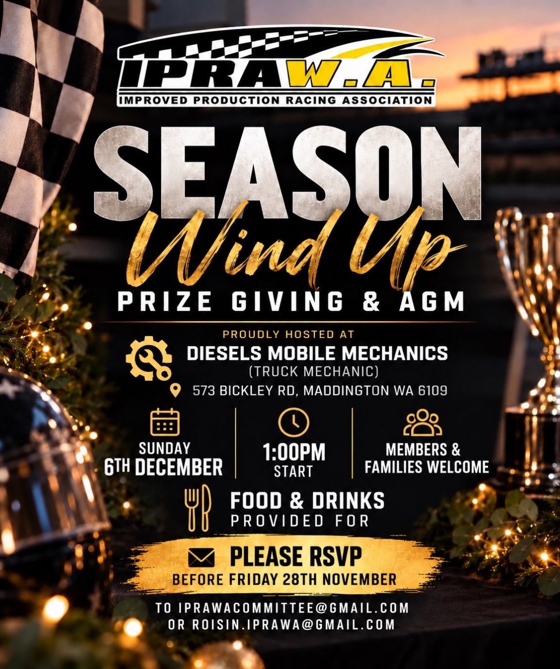 Season Wind-Up, Prize Giving & AGM — car meet in Perth, WA on Sunday 6 December 2026