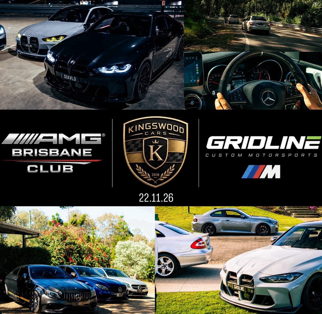 AMG Brisbane Club x Kingswood Cars x Gridline — Euro car meet in Brisbane, QLD on Sunday 22 November 2026