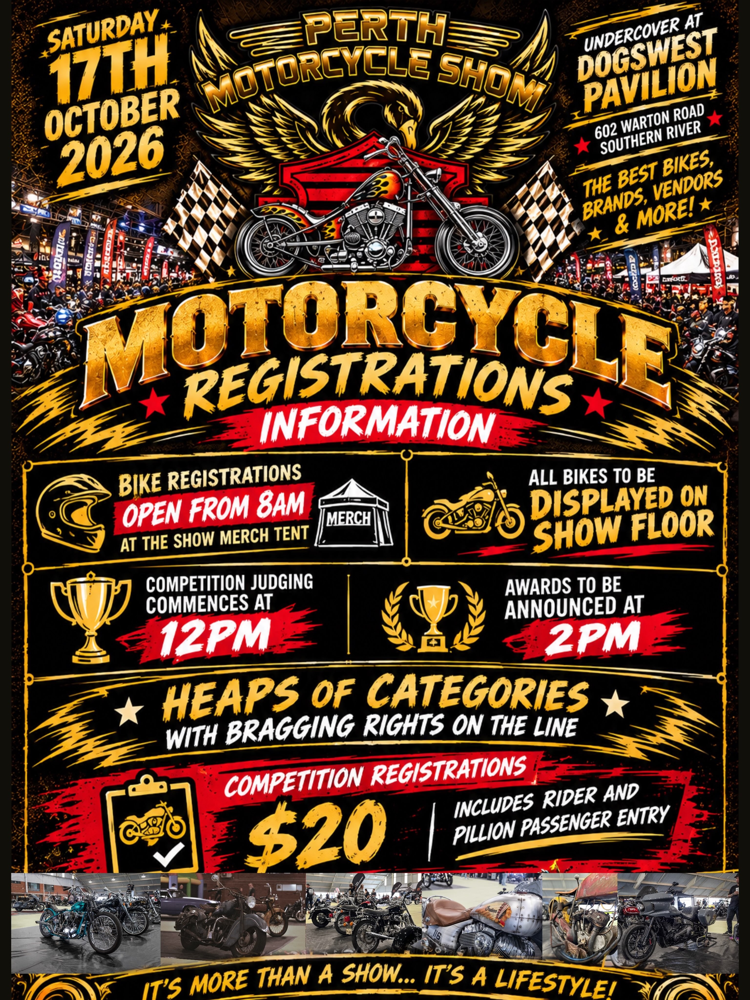 Perth Motorcycle Show 2026 — Classic/Muscle spectator event in Perth, WA on Saturday 17 October 2026