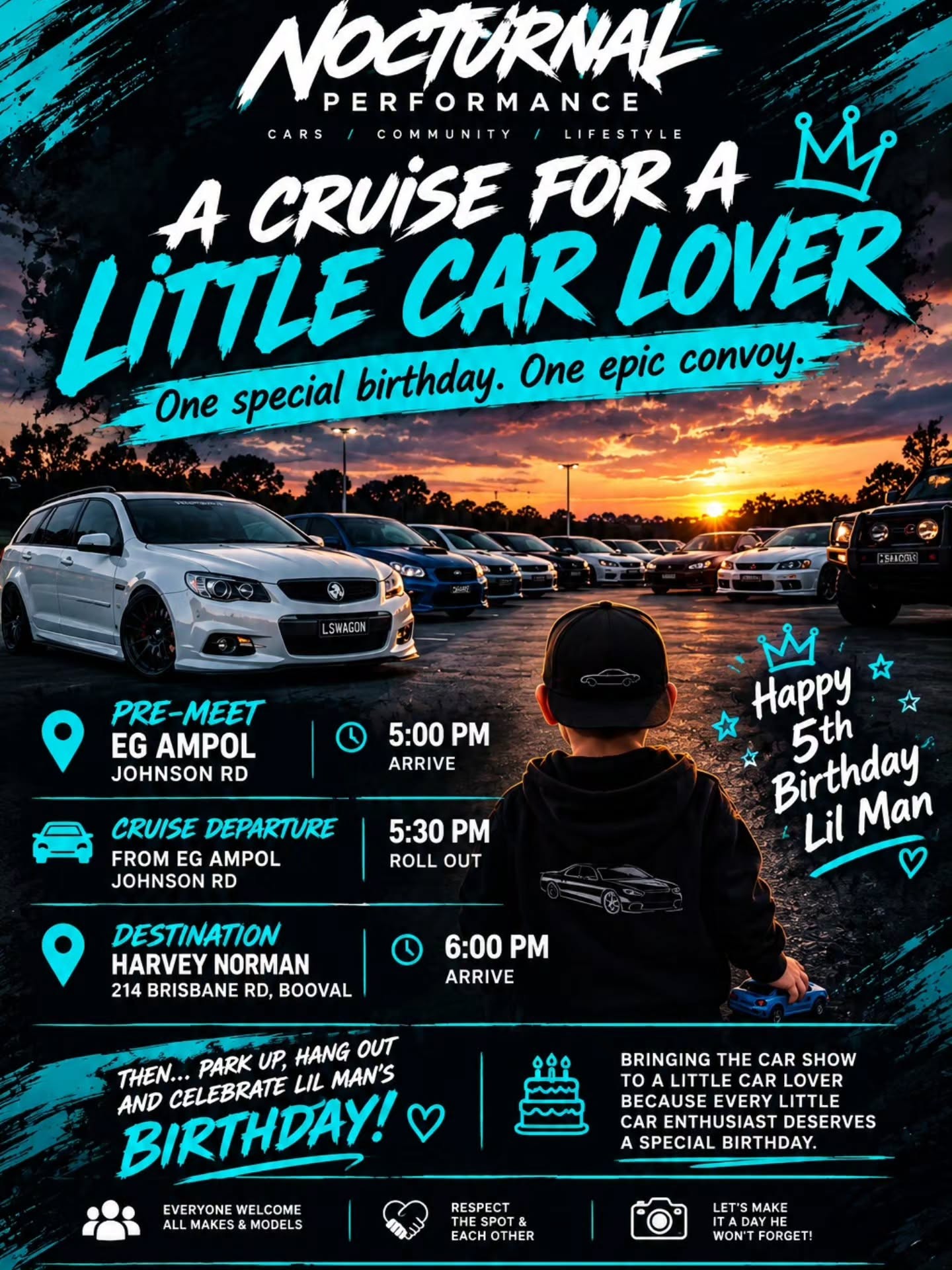 A Cruise for a Little Car Lover — JDM car meet in Brisbane, QLD on Saturday 24 October 2026