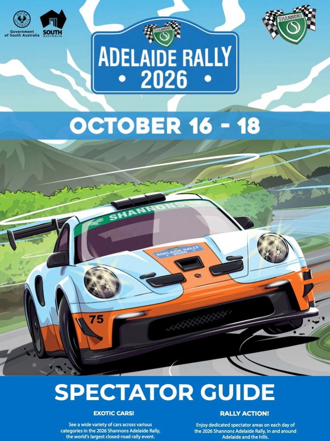 Shannons Adelaide Rally — Exotic/Classic spectator event in Adelaide, SA on Friday 16 October 2026