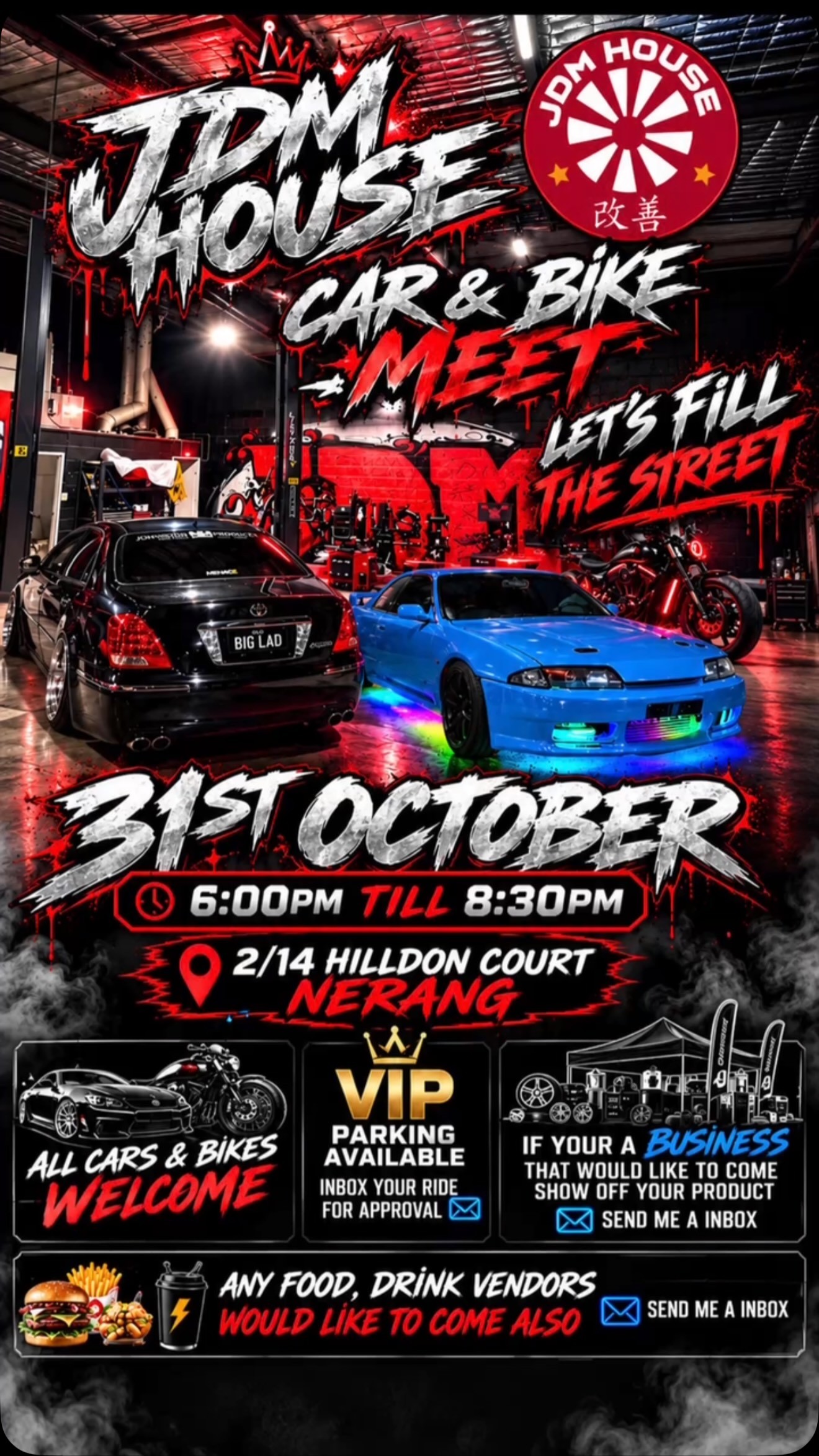 JDM House Car & Bike Meet — JDM car meet in Gold Coast, QLD on Saturday 31 October 2026