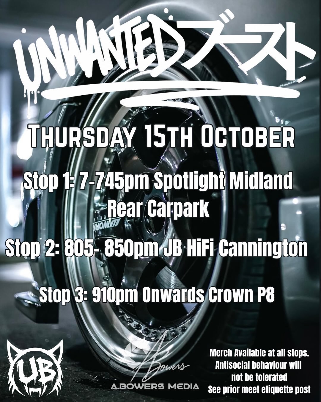 Unwanted Boost Cruise — JDM car meet in Perth, WA on Thursday 15 October 2026