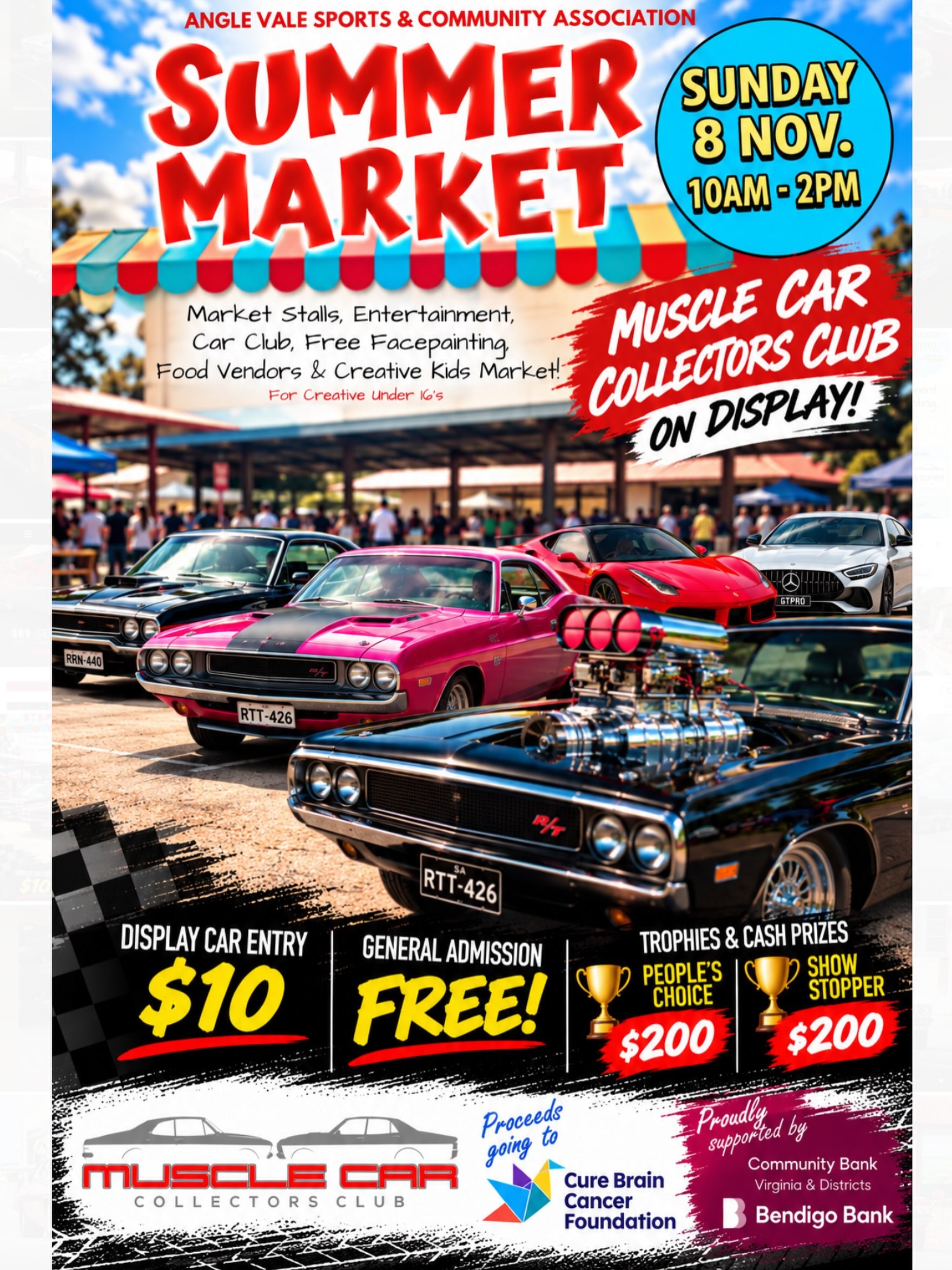 Summer Market Car Display — Muscle/Classic car meet in Adelaide, SA on Sunday 8 November 2026
