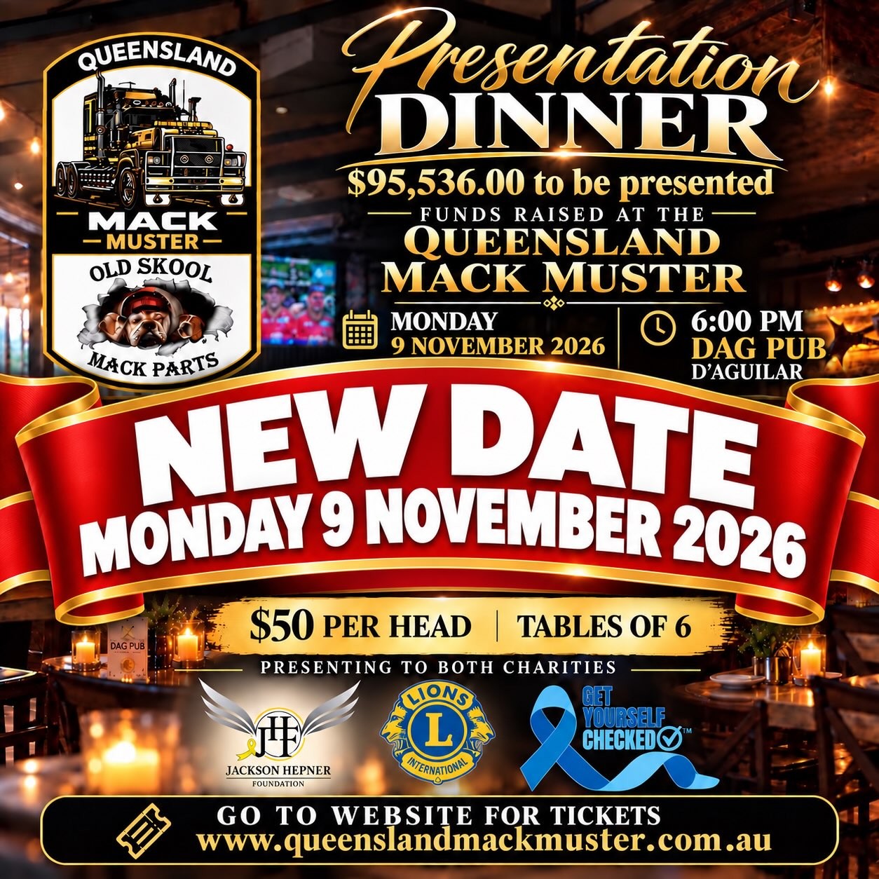 Queensland Mack Muster Presentation Dinner — Classic car meet in Sunshine Coast, QLD on Monday 9 November 2026