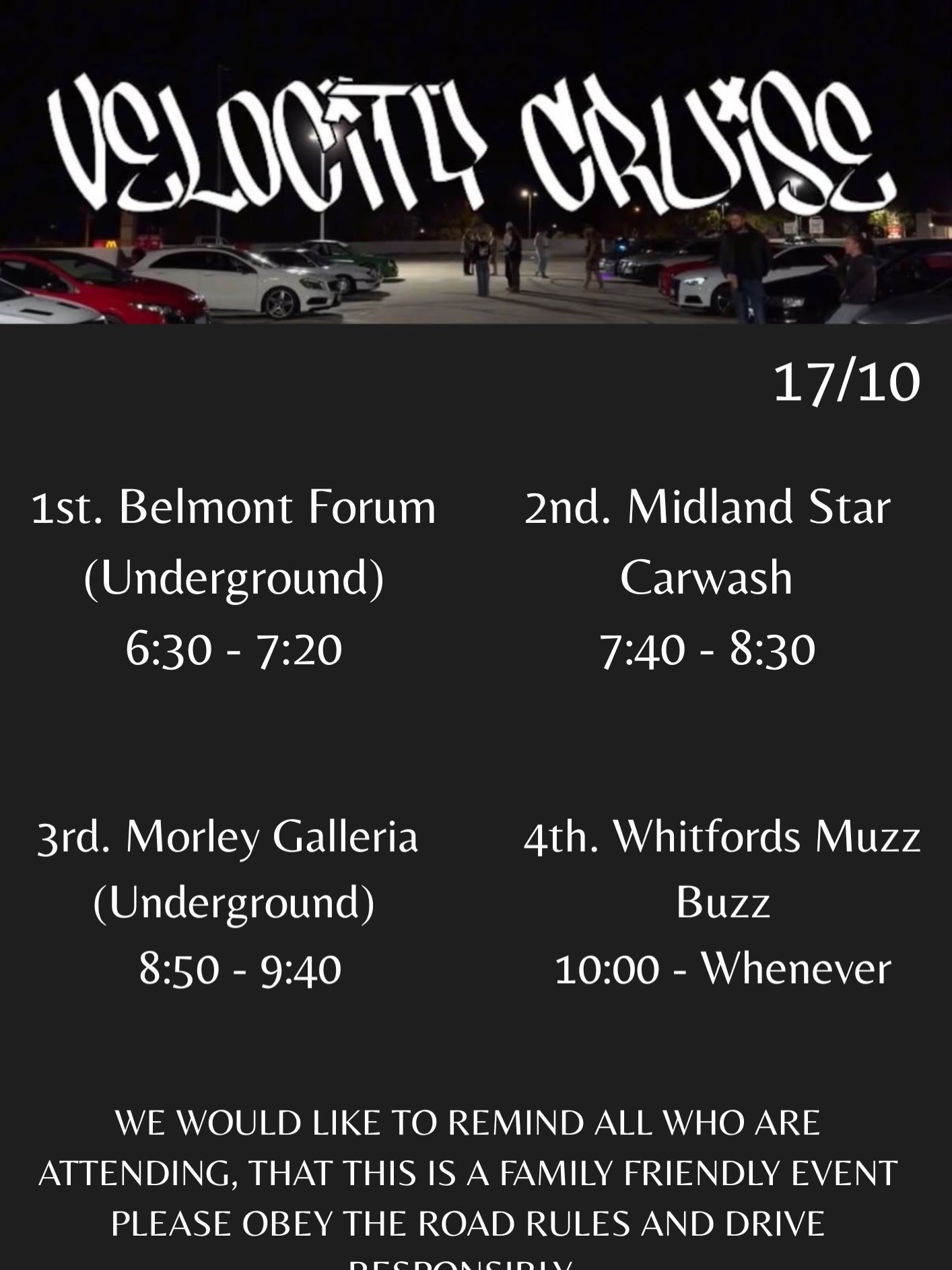 Velocity Cruise — car meet in Perth, WA on Saturday 17 October 2026