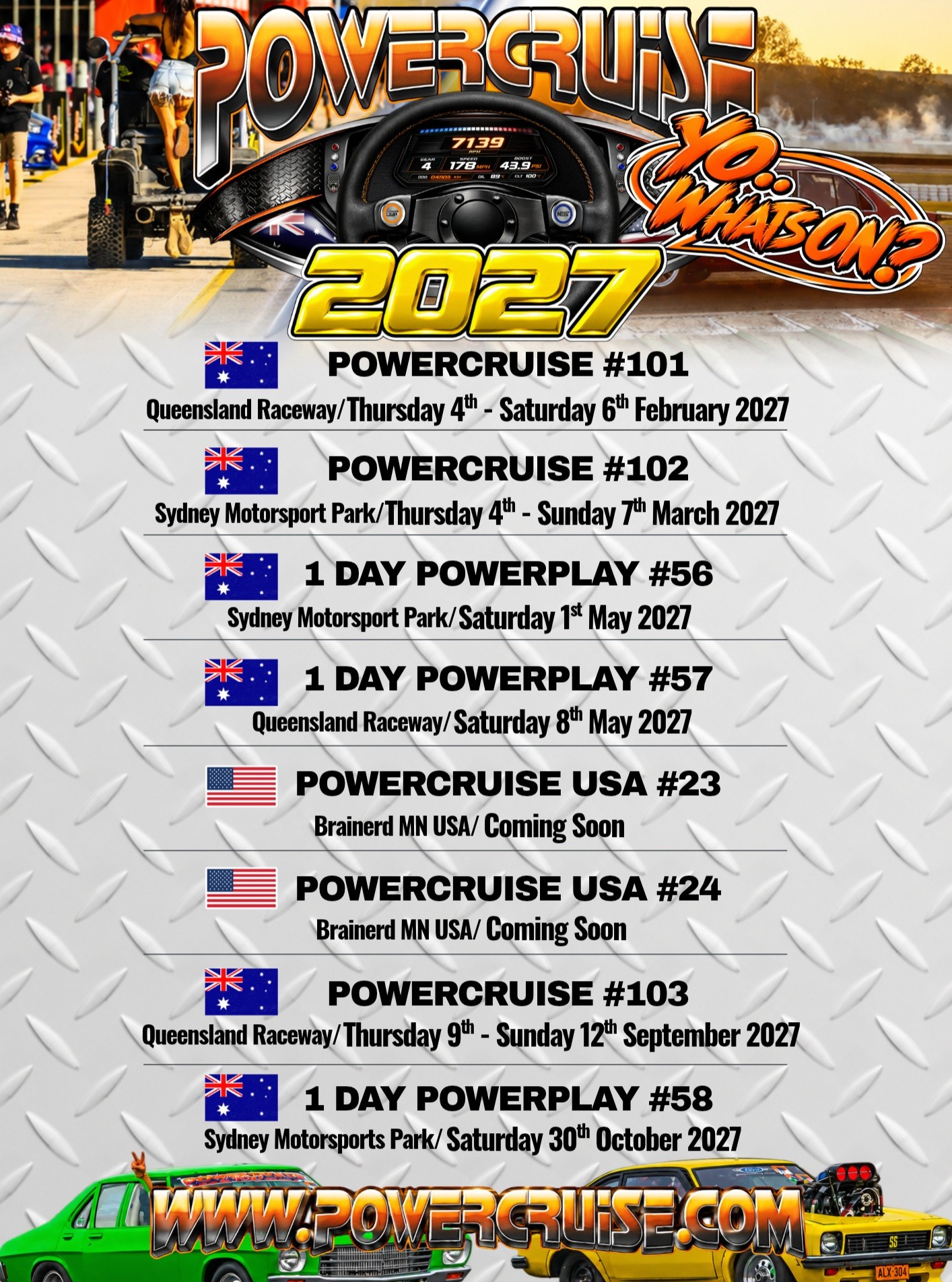 Powercruise #101 — Muscle spectator event in Brisbane, QLD on Thursday 4 February 2027