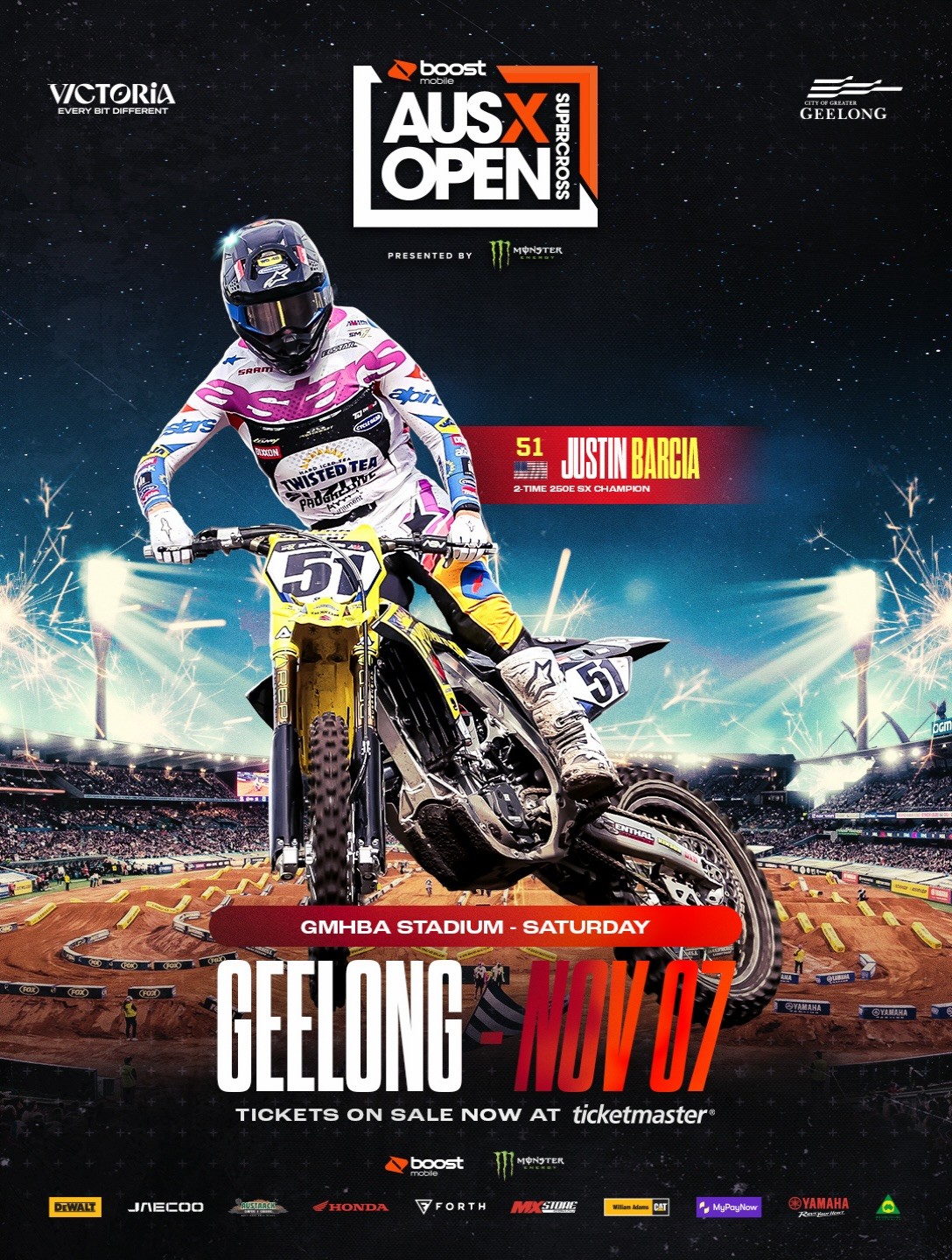 Boost Mobile AUSX Open — JDM spectator event in Geelong, VIC on Saturday 7 November 2026