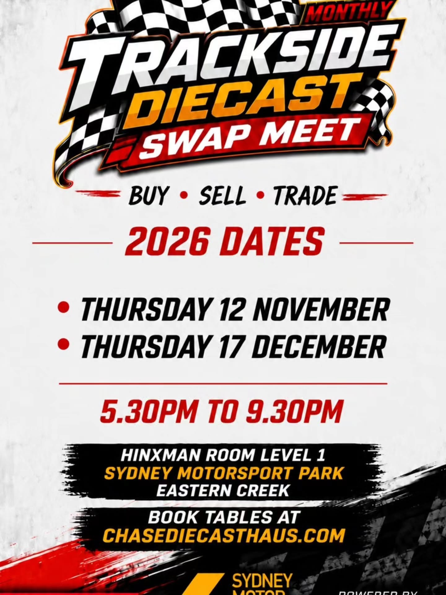 Trackside Diecast Swap Meet — JDM car meet in Sydney, NSW on Thursday 12 November 2026