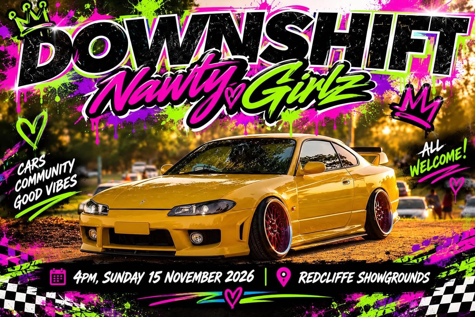 Downshift x Nawty Girlz — JDM/Stance car meet in Brisbane, QLD on Sunday 15 November 2026