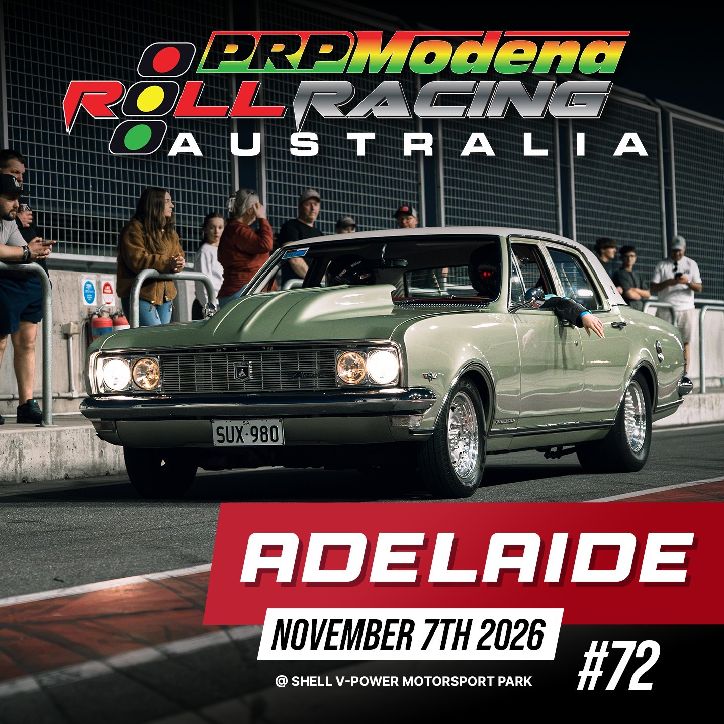 Roll Racing Adelaide #72 — Muscle/JDM track day in Adelaide, SA on Saturday 7 November 2026