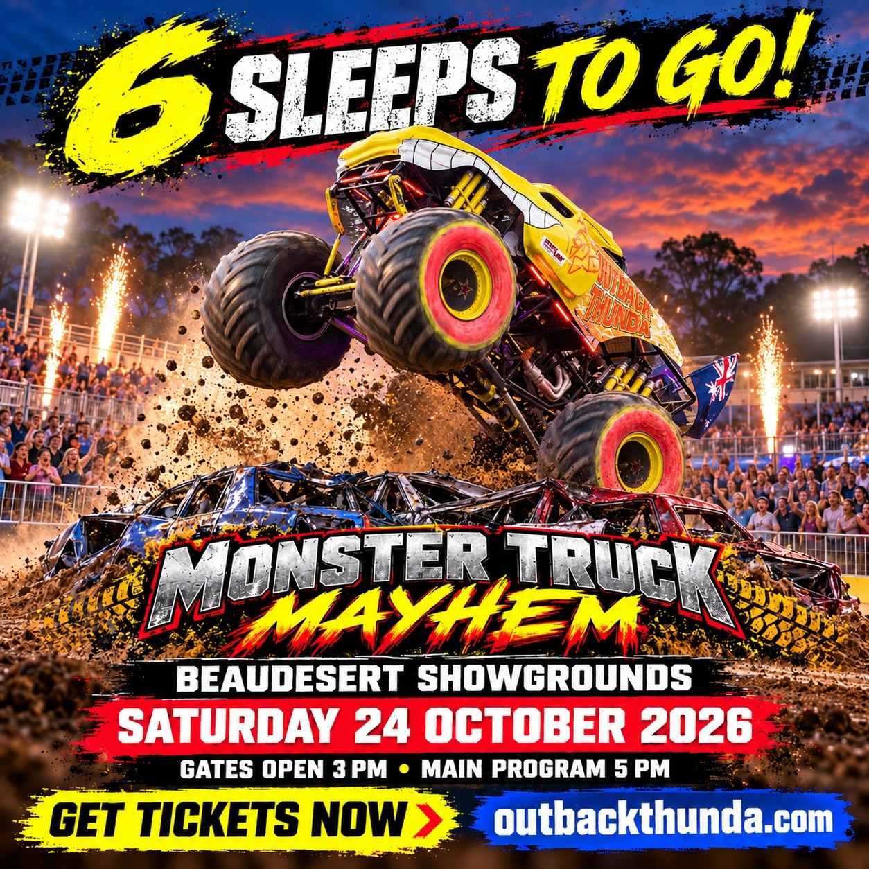 Monster Truck Mayhem — 4x4 spectator event in Brisbane, QLD on Saturday 24 October 2026