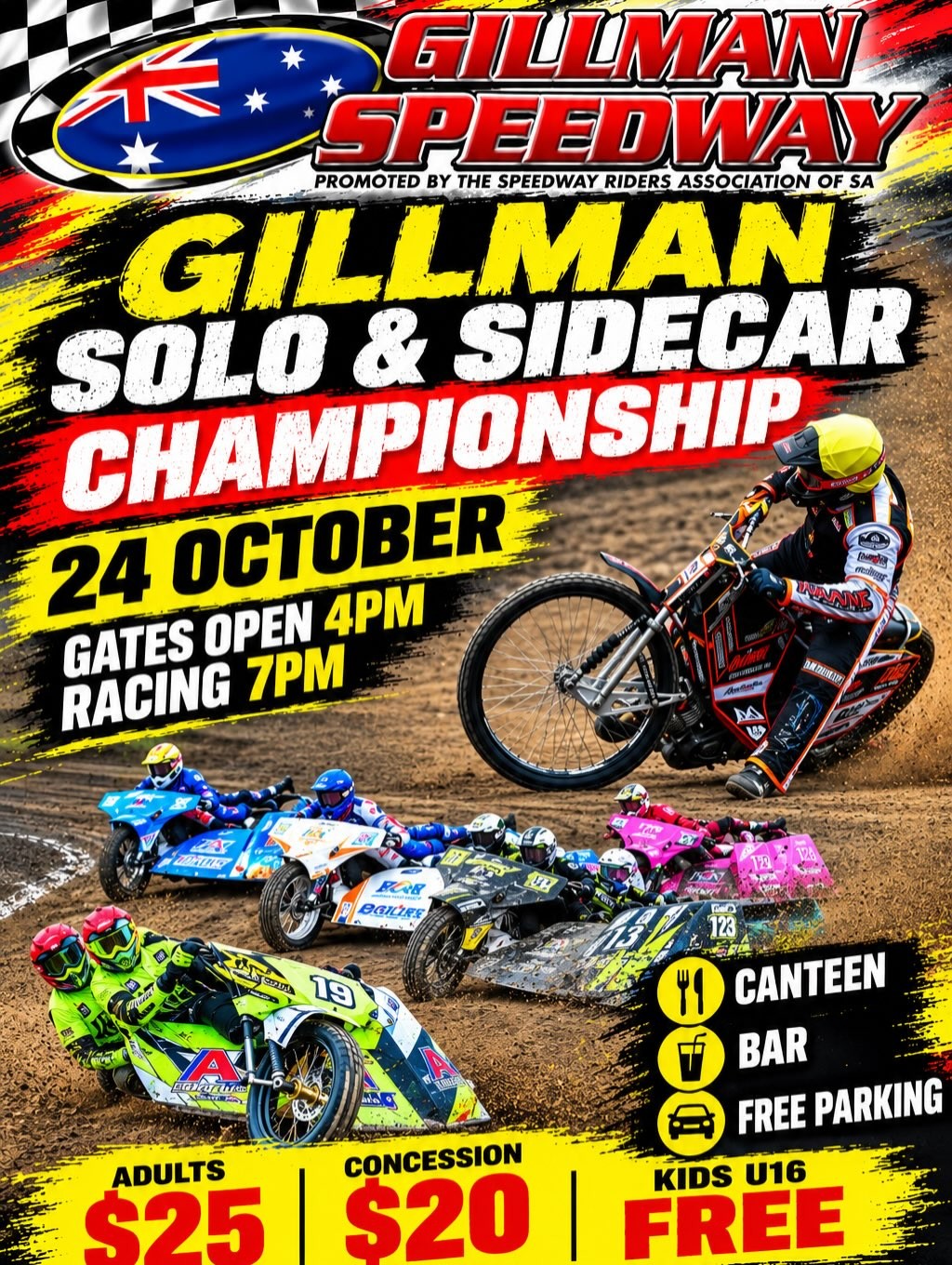Gillman Solo & Sidecar Championship — spectator event in Adelaide, SA on Saturday 24 October 2026
