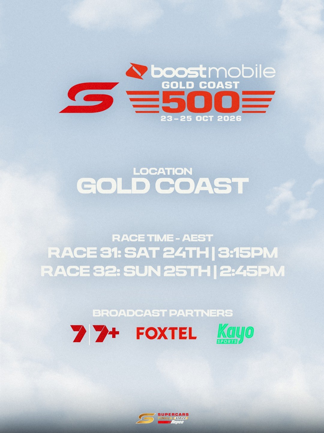 Boost Mobile Gold Coast 500 — Exotic/Muscle spectator event in Gold Coast, QLD on Friday 23 October 2026