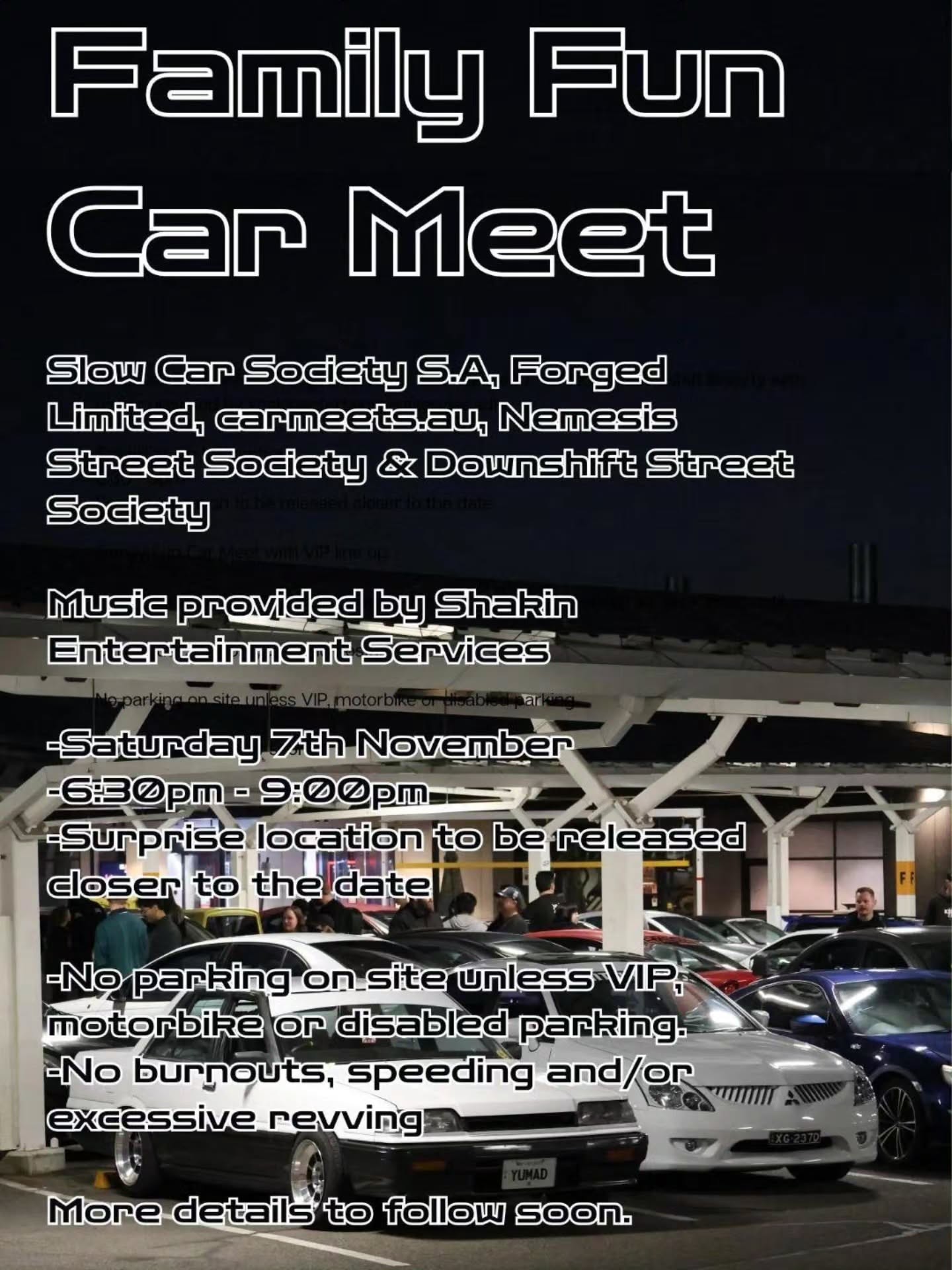 Family Fun Car Meet — JDM car meet in Adelaide, SA on Saturday 7 November 2026