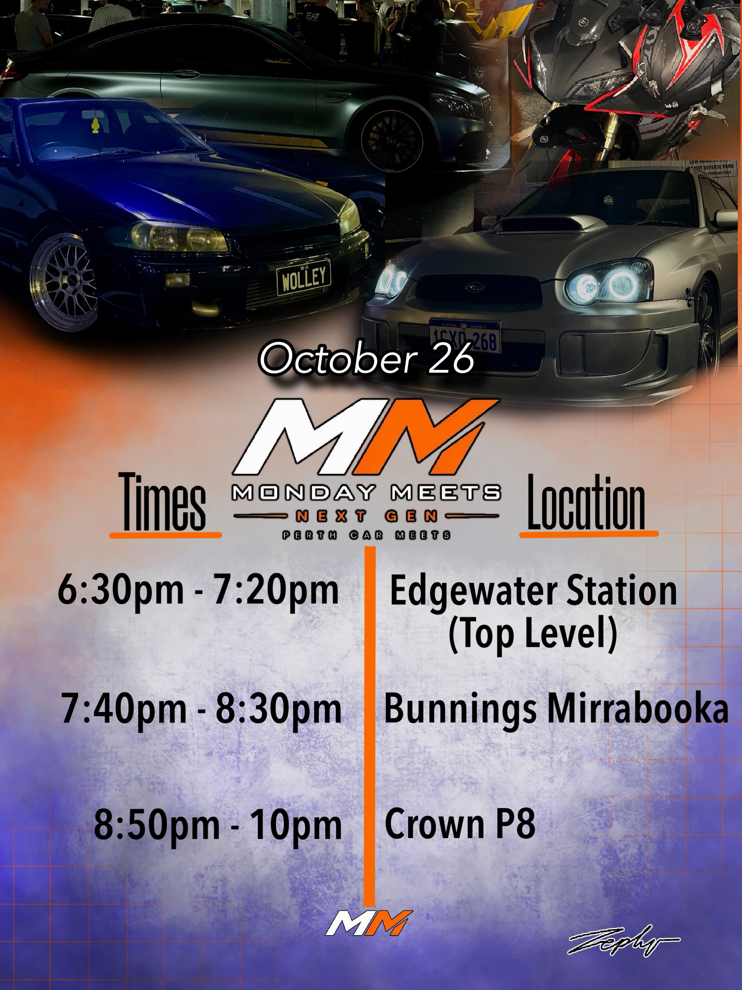 MM Monday Meets — JDM/Euro car meet in Perth, WA on Monday 26 October 2026