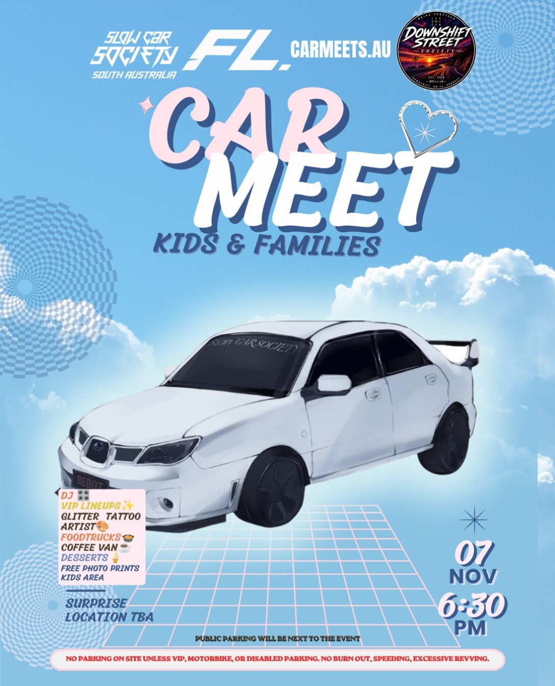 Kids & Families Car Meet — Stance/JDM car meet in Adelaide, SA on Saturday 7 November 2026