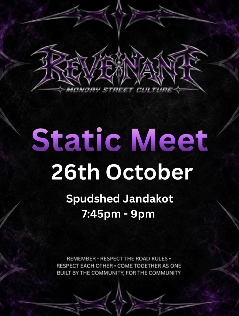 Revenant Monday Static Meet — JDM/Stance car meet in Perth, WA on Monday 26 October 2026