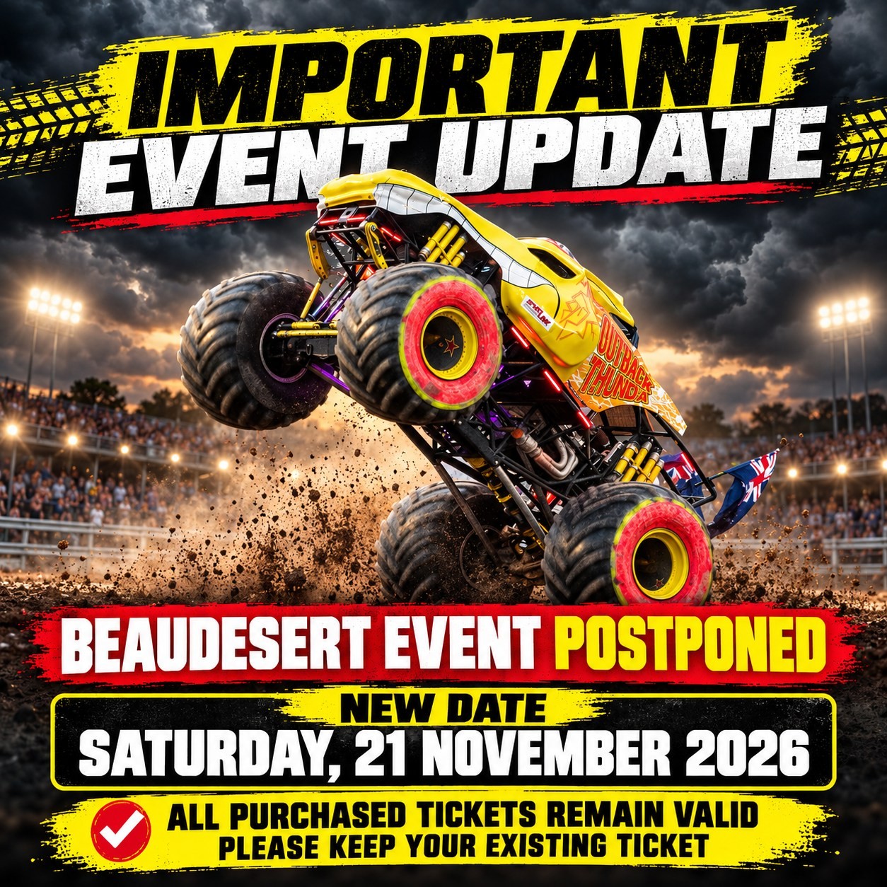 Monster Truck Mayhem — 4x4 spectator event in Brisbane, QLD on Saturday 21 November 2026
