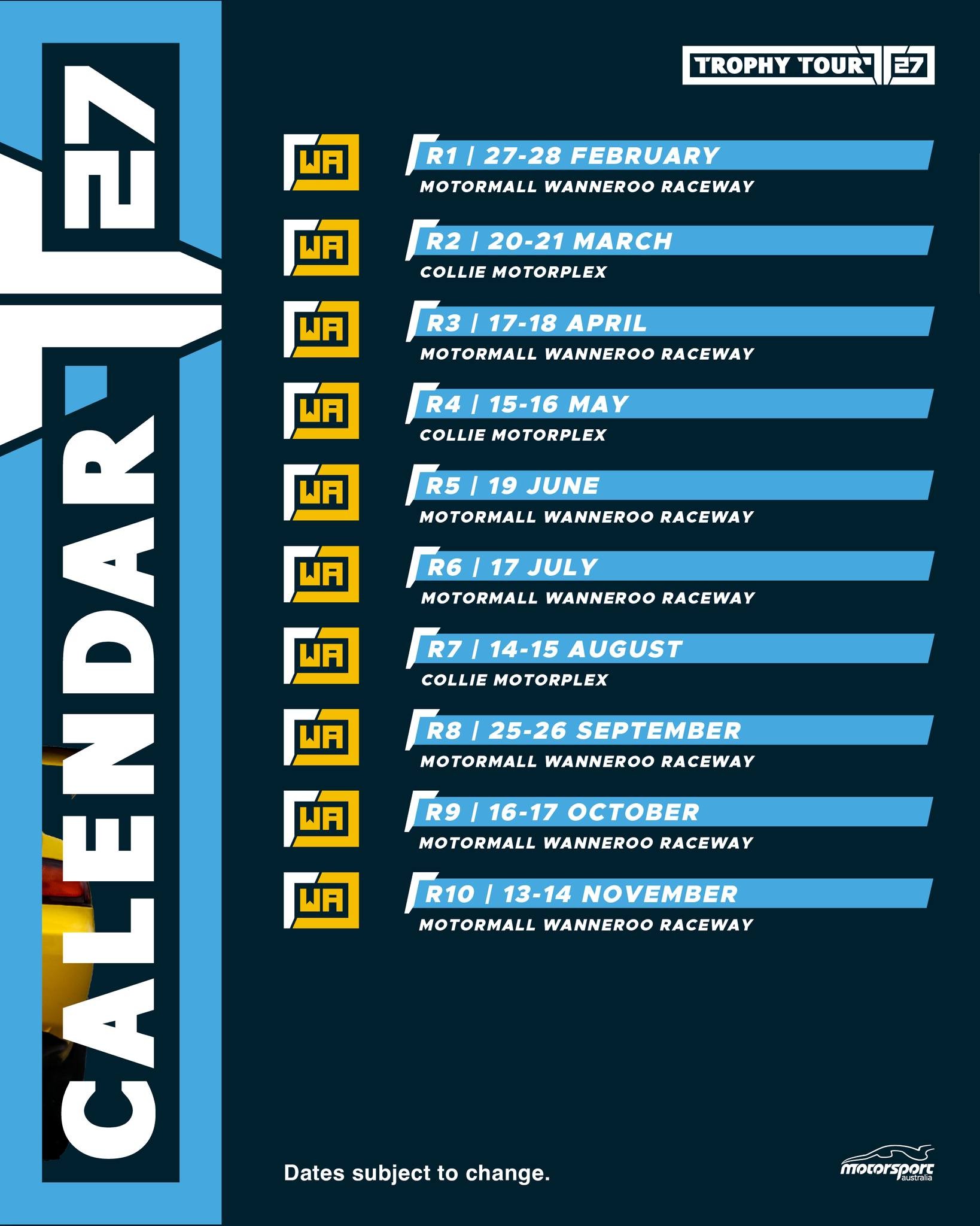 Trophy Tour - WA Round 1 — track day in Perth, WA on Saturday 27 February 2027