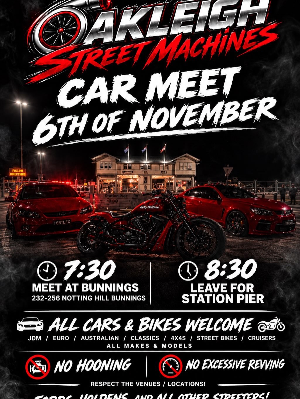 Oakleigh Street Machines Car Meet — JDM/Euro car meet in Melbourne, VIC on Friday 6 November 2026