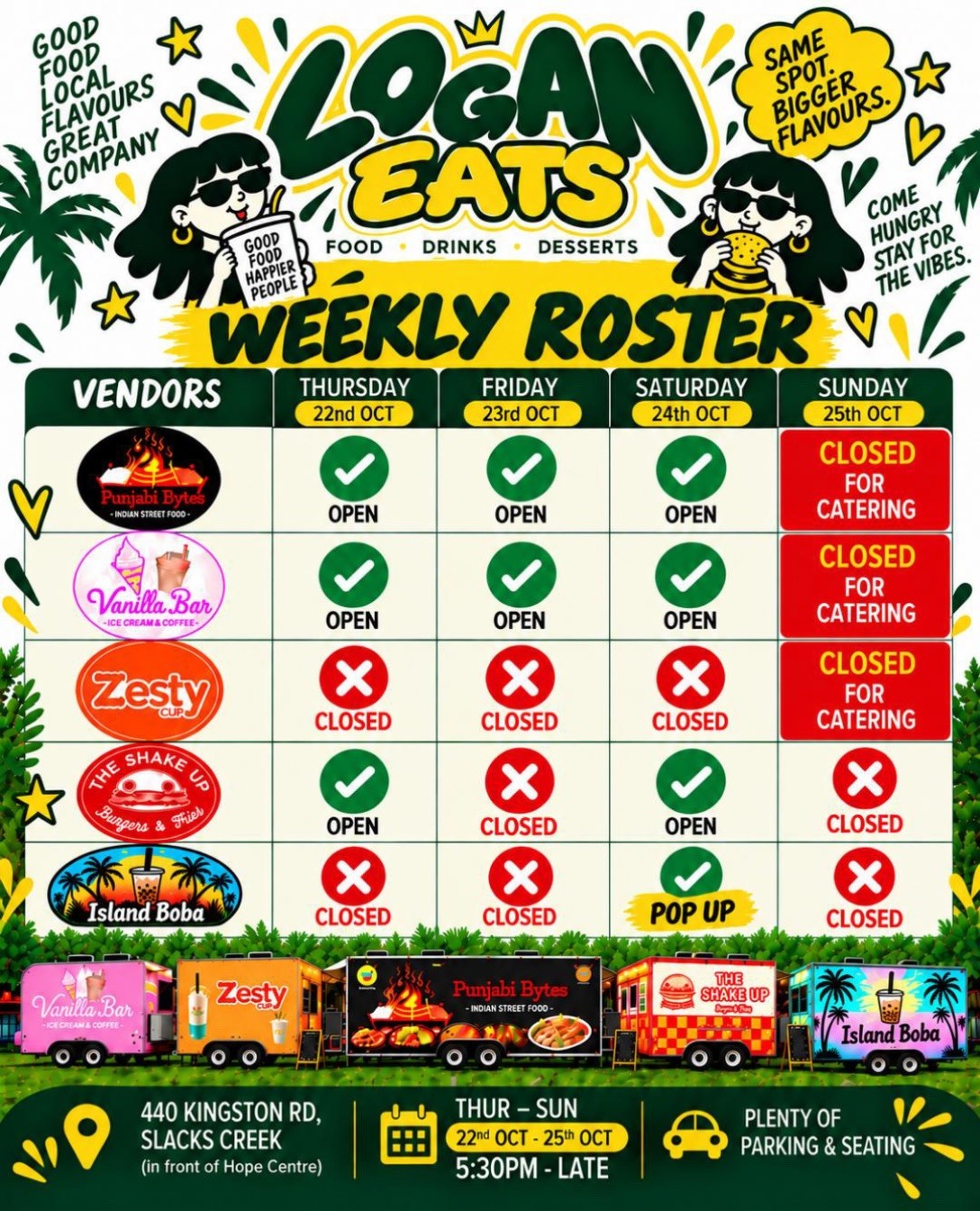 Logan Eats Weekly Roster — car meet in Brisbane, QLD on Thursday 22 October 2026