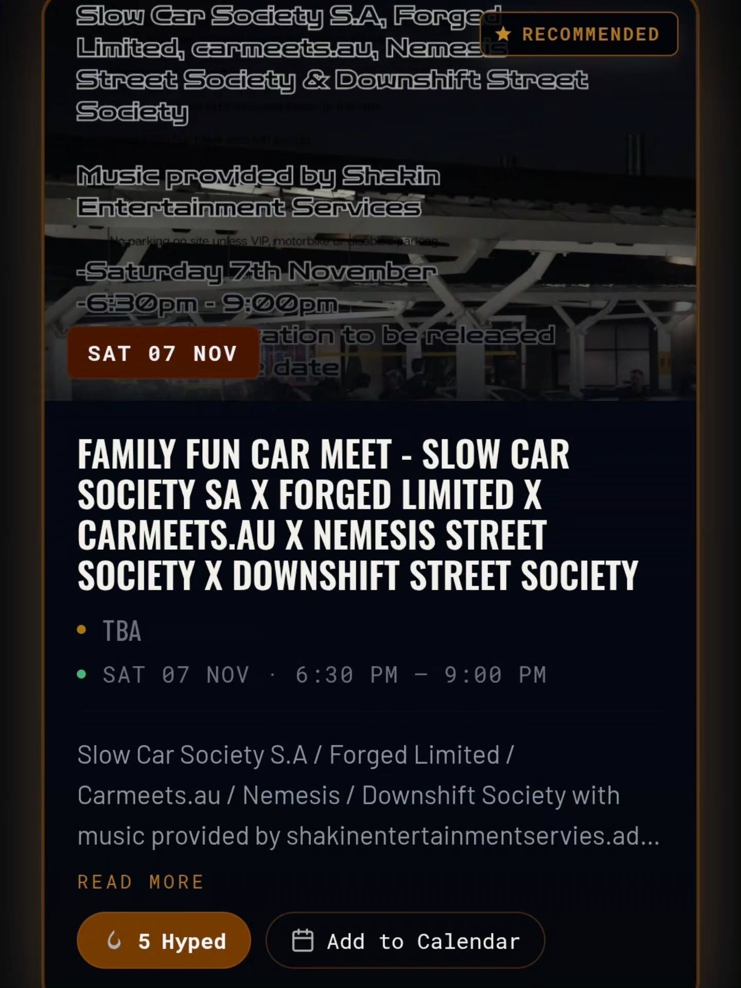 Family Fun Car Meet — Stance/JDM car meet in Adelaide, SA on Saturday 7 November 2026