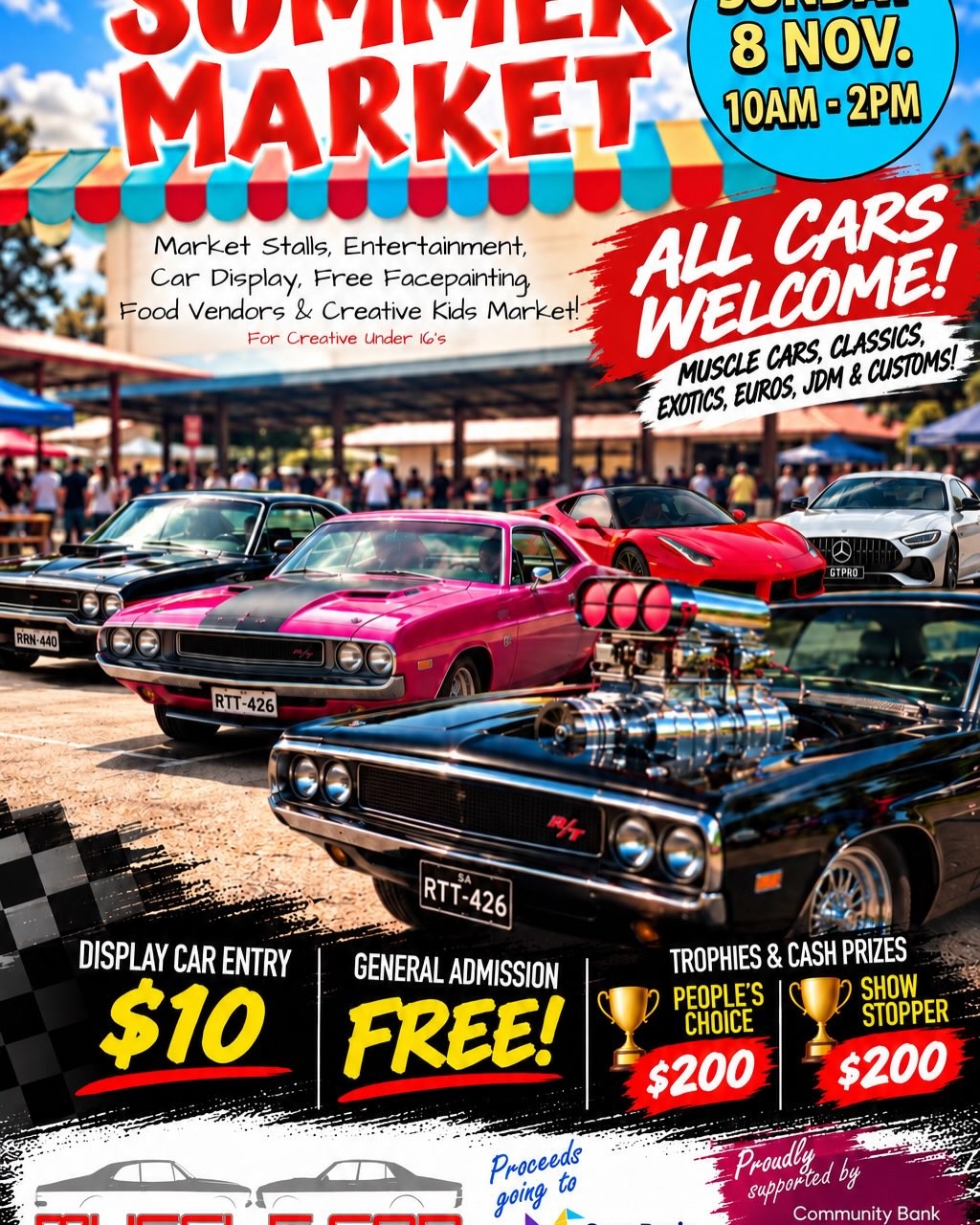 Angle Vale Summer Market — Muscle/Classic car meet in Adelaide, SA on Sunday 8 November 2026