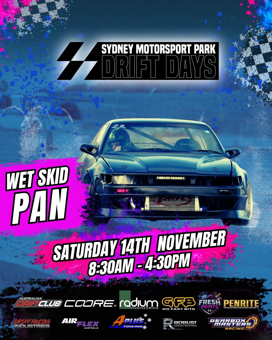 Wet Skid Pan Drift Days — JDM track day in Sydney, NSW on Saturday 14 November 2026