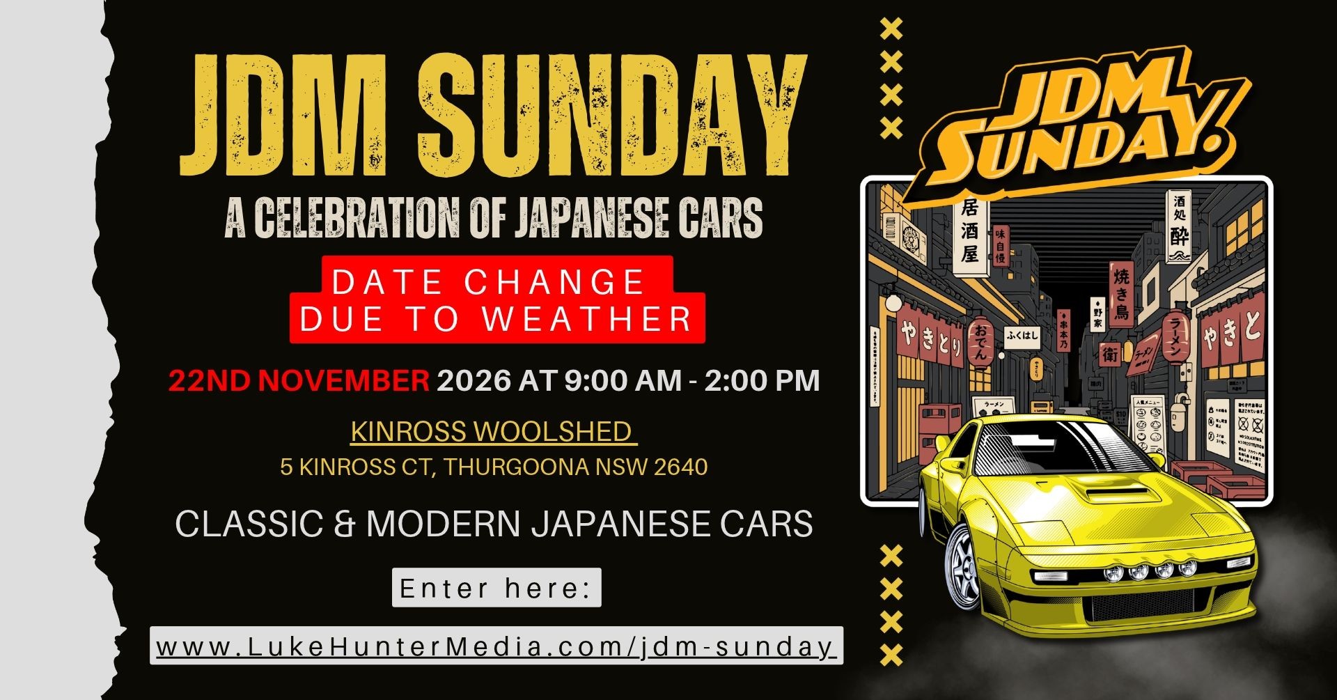 JDM Sunday — Classic/JDM car meet in Albury, NSW on Sunday 22 November 2026