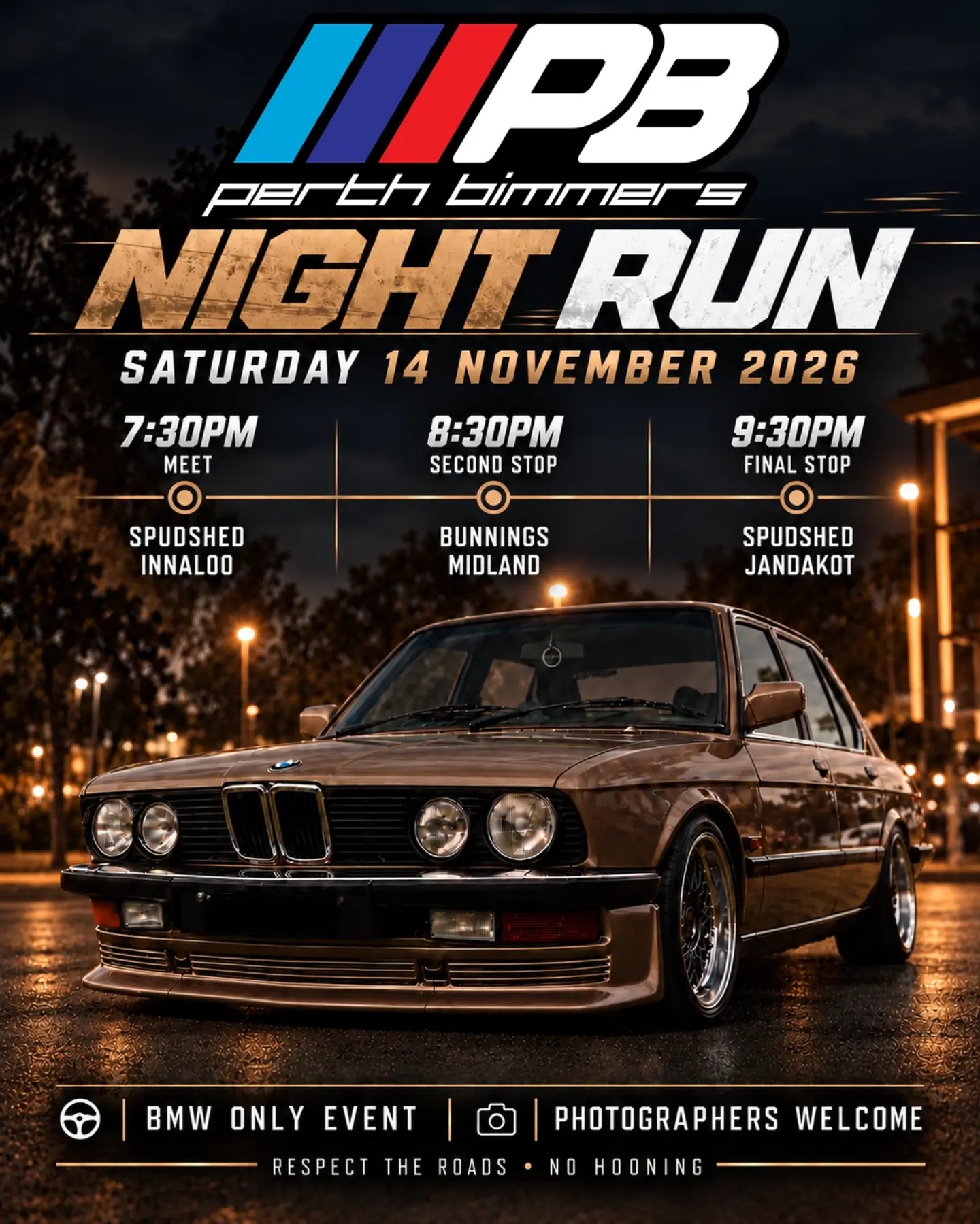 Night Run — Euro car meet in Perth, WA on Saturday 14 November 2026