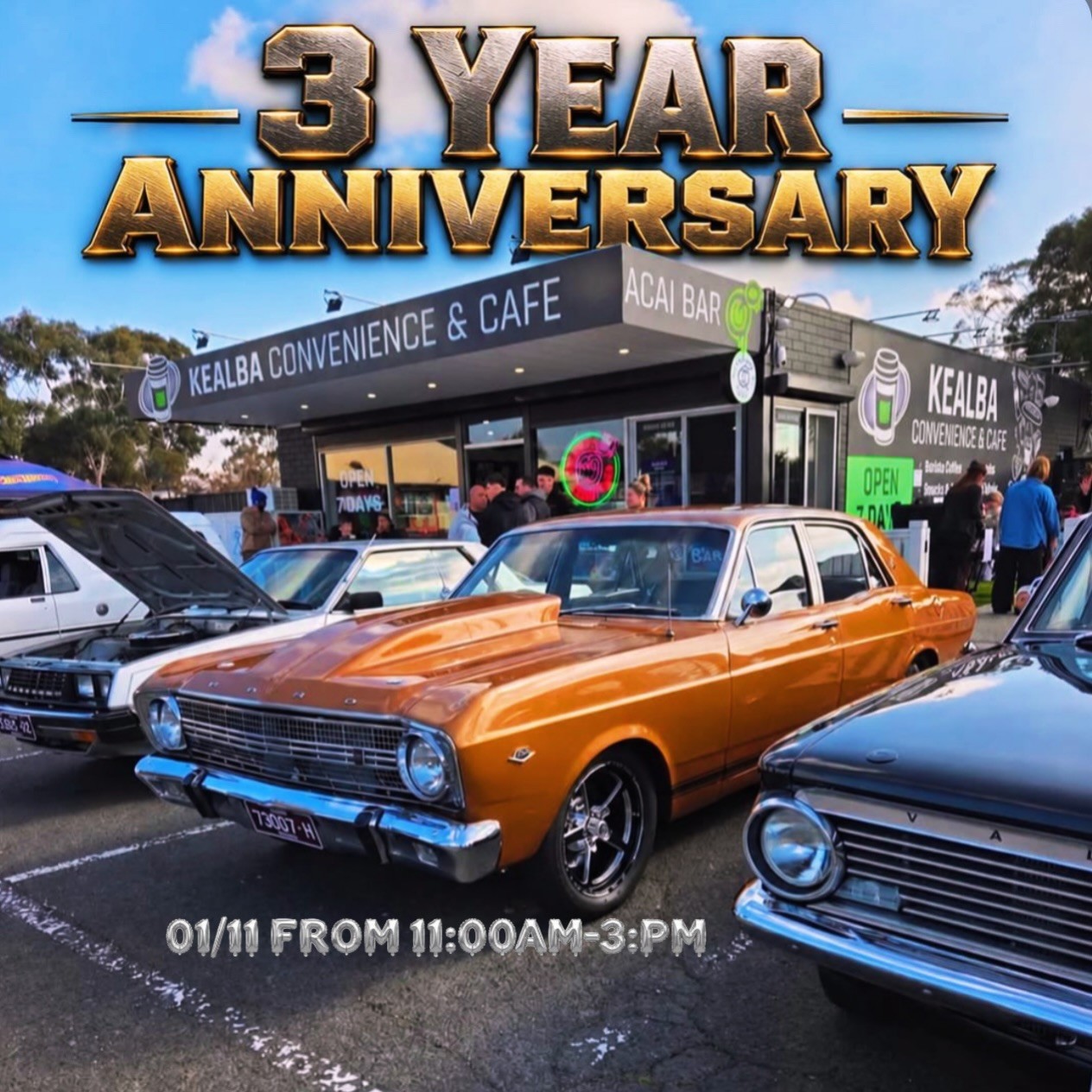 3 Year Anniversary Car Meet — Classic car meet in Melbourne, VIC on Sunday 1 November 2026