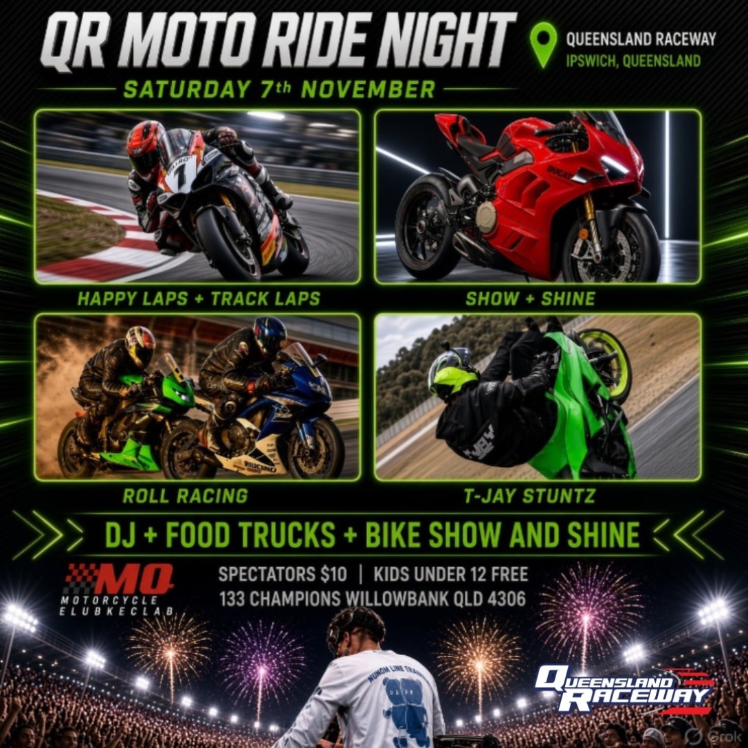 QR Moto Ride Night — Motorbike track day in Brisbane, QLD on Saturday 7 November 2026