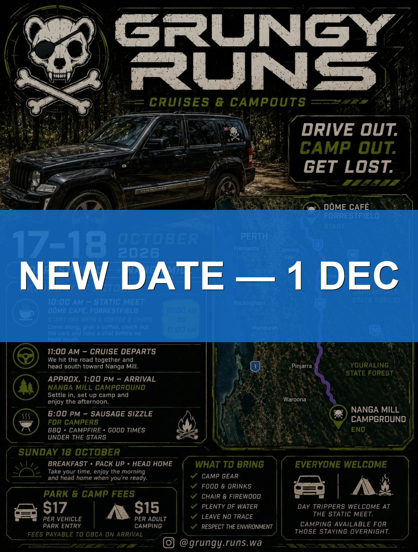 The Grungy Runs First Camp Out — car meet in Perth, WA on Tuesday 1 December 2026
