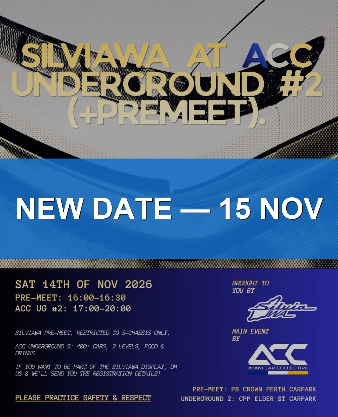 ACC Underground 2.0 — Exotic/JDM car meet in Perth, WA on Sunday 15 November 2026