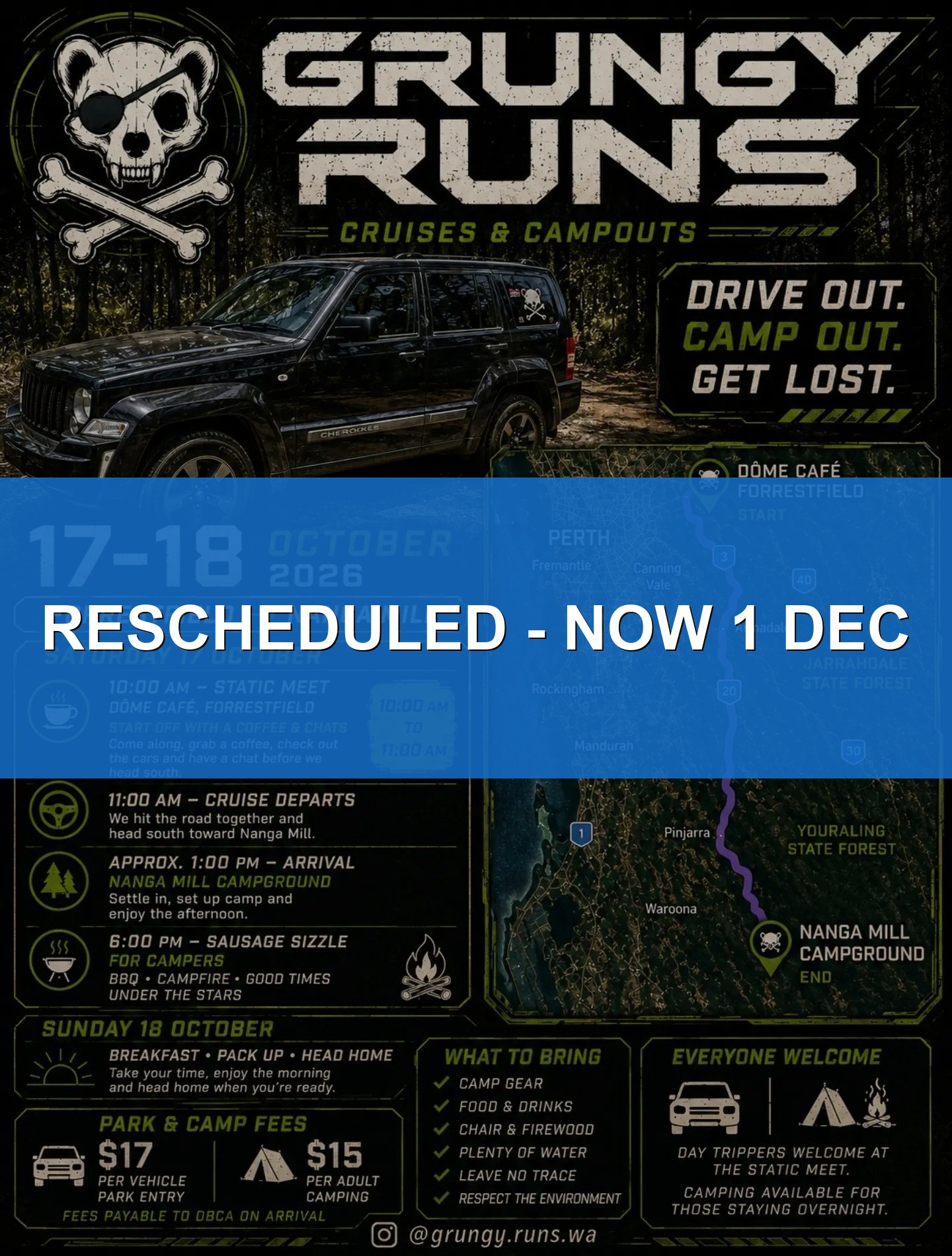 Grungy Runs Cruises & Campouts — 4x4 car meet in Perth, WA on Saturday 17 October 2026