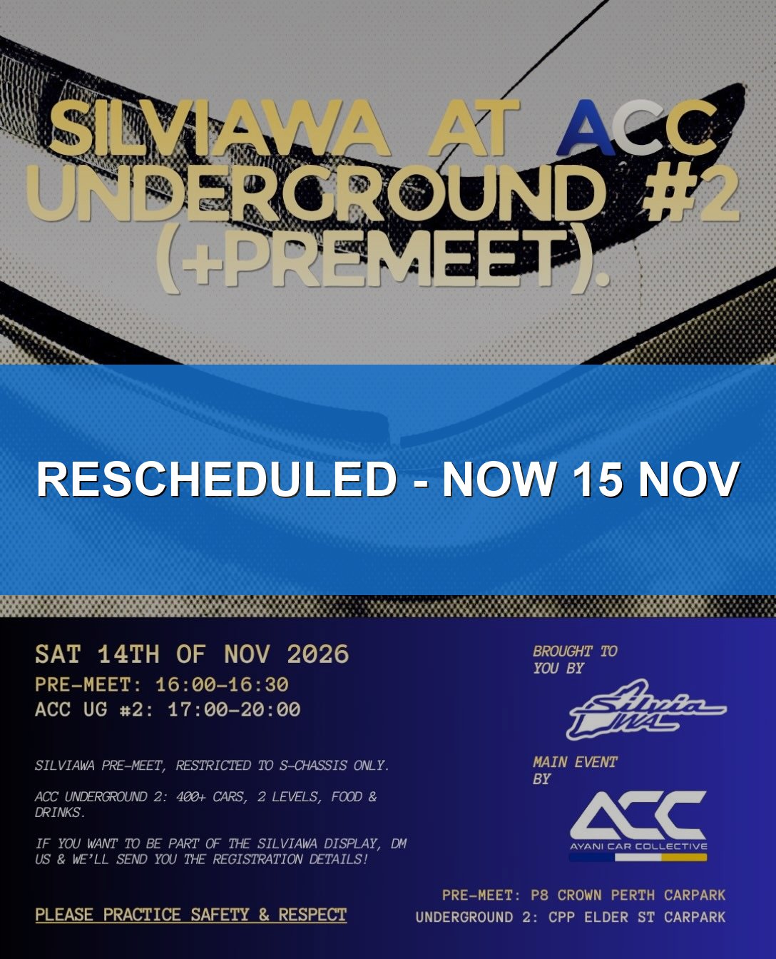 ACC Underground #2 — Exotic/JDM car meet in Perth, WA on Saturday 14 November 2026
