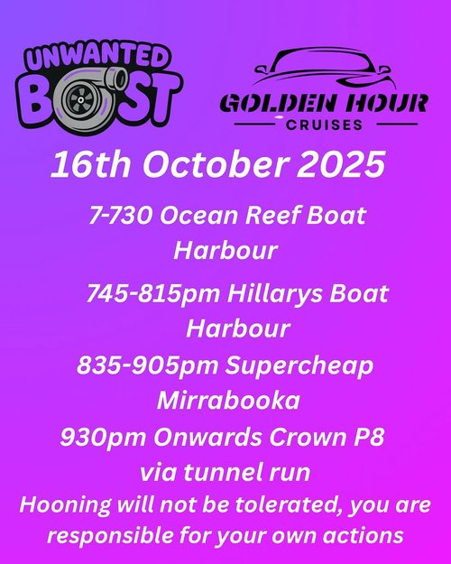 Thursday Night Cruise — car meet in Perth, WA on Thursday 16 October 2025