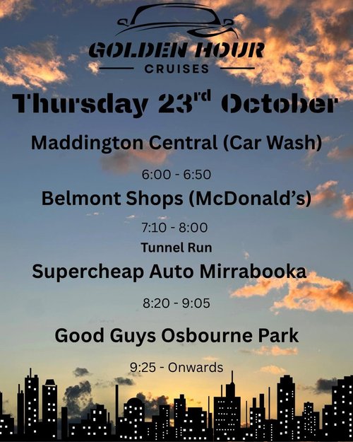 Thursday Night Cruise — car meet in Perth, WA on Thursday 23 October 2025