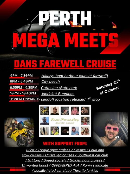 Dans Farewell Cruise — car meet in Perth, WA on Saturday 25 October 2025